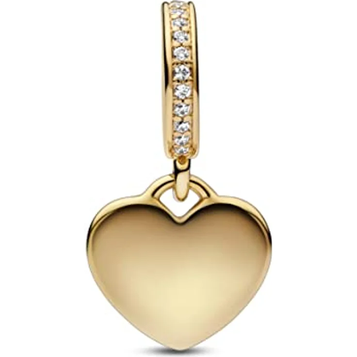 PANDORA Herz Charm-Anhänger, Sterlingsilber vergoldet mit Zirkonia, kompatibel mit PANDORA Moments Armbänder, 768761C01 – Bild 1