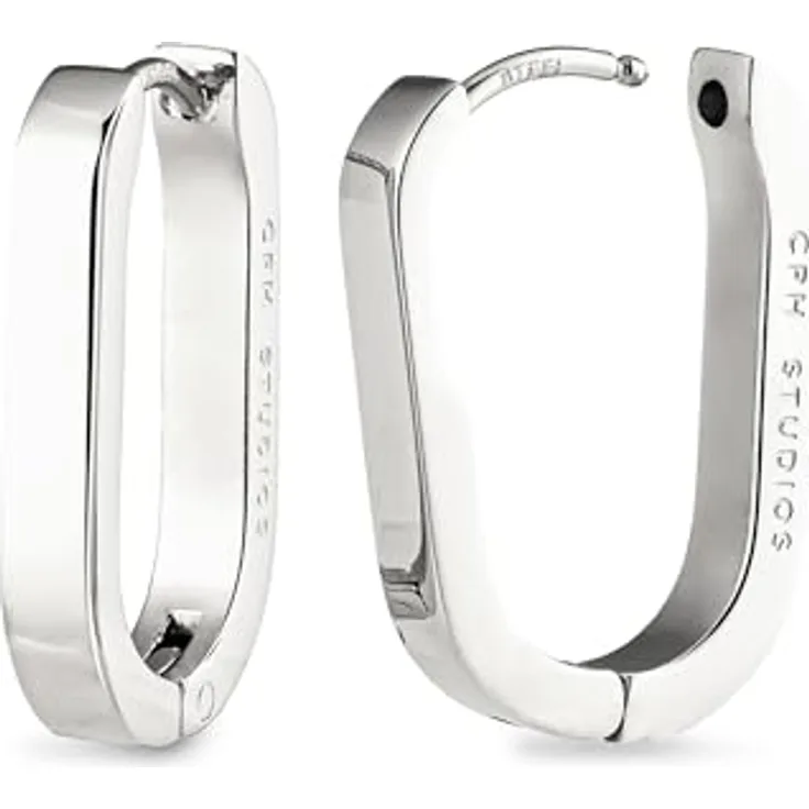 COPENHAGEN STUDIOS Bold Hoop Creolen Set, silber, Damenohrringe aus poliertem Edelstahl, wasserfest, hautfreundlich, Klappverschluss, 18 mm