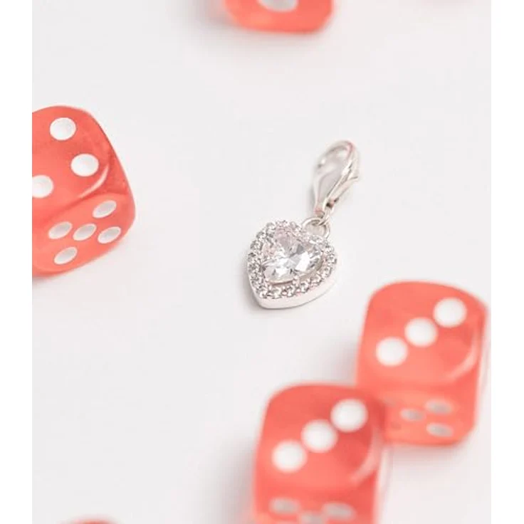 THOMAS SABO Charm Herz Charm, weiß, aus recyceltem Silber 925, mit synthetischen Zirkoniasteinen, Karabinerverschluss – Bild 4