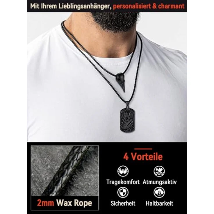 FaithHeart 2MM Lederband 40CM, Kunstleder Halskette für Anhänger in Schwarz/Braun, verstellbares Choker mit Edelstahlverschluss, ideal als Geschenk für Damen und Herren – Bild 5