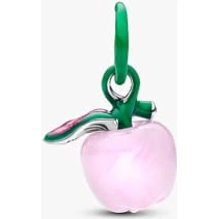 PANDORA Charm Murano Apfel Rosa, Anhänger aus 925 Sterling Silber mit pinkem Muranoglas und grüner Emaille, kompatibel mit Moments, 794485C01 – Bild 2