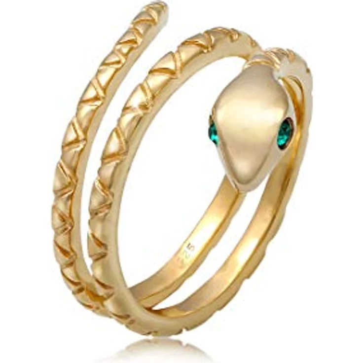 Elli Ring Damen Schlange Pinky Modern mit Swarovski Kristallen, 925 Sterling Silber vergoldet – Bild 1