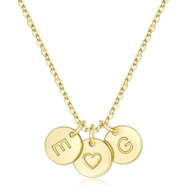 TINGN Herz Zwei Buchstaben Kette, Gold Halskette mit personalisierten Buchstaben E und G, 14-karätiges hypoallergenes Material, ideal als Geschenk für Frauen und Mädchen – Bild 1