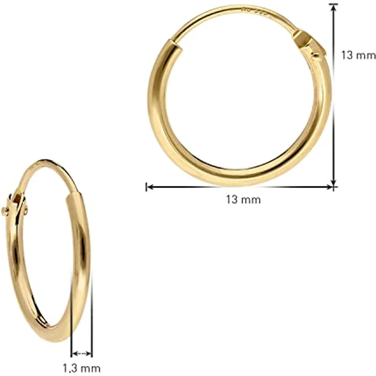 trendor Damen Ohrringe Gold 333 / 8K Creolen 1,5 mm Breite Ø 13 mm aus Echtgold, elegante Geschenkidee in Geschenkbox – Bild 4