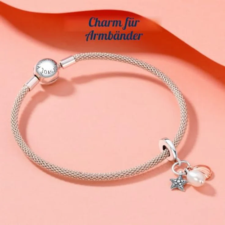 Amuefer Pearl Starfish Shell Charm, 925 Sterling Silber mit Zirkonia, für Armbänder und Halsketten – Bild 5