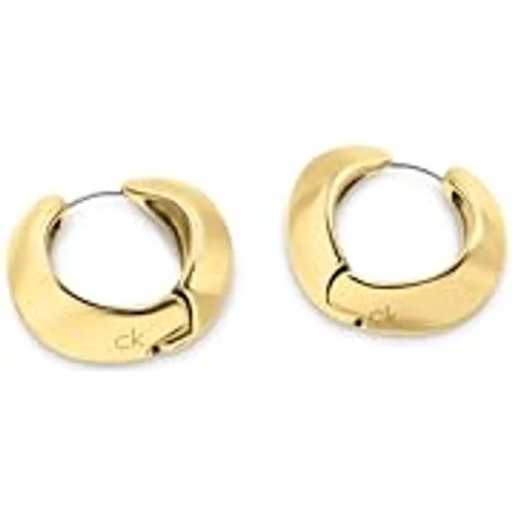 Calvin Klein Damen-Creolen Sculpted, Edelstahl mit Gelbgold-Beschichtung, skulpturales Design, 23 mm Höhe, Steckverschluss – Bild 2