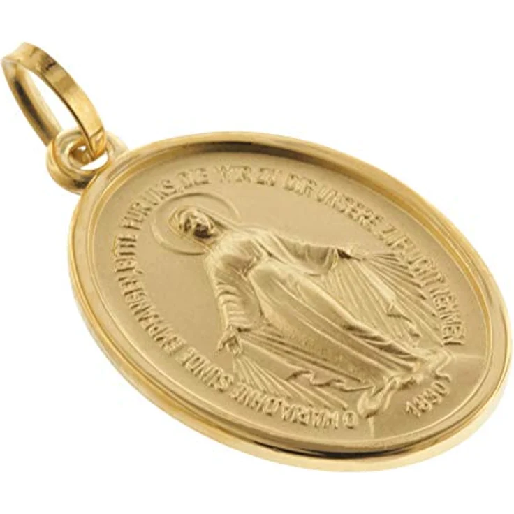 trendor Milagrosa Anhänger Gold 750 (18 Karat) 20 mm, Echtgold Anhänger mit Abbild der Heiligen Maria, beidseitige Prägung, für Damen und Herren, Geschenkverpackung inklusive – Bild 3