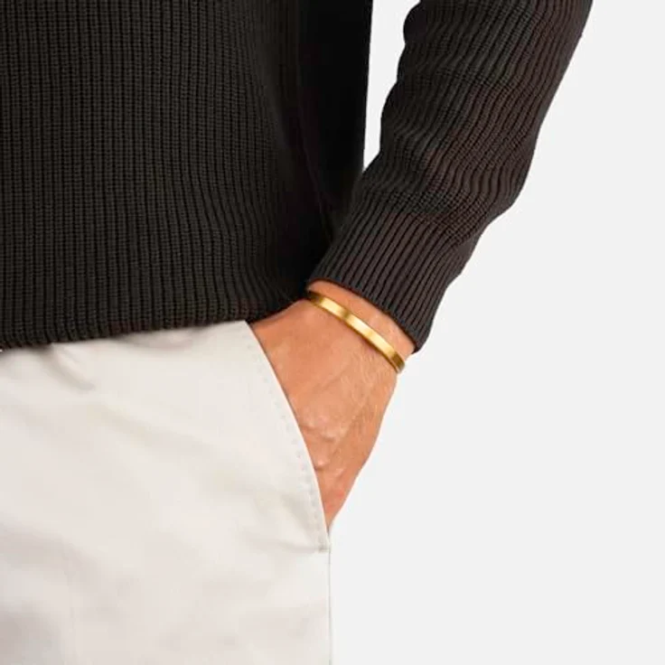 Alton of Sweden Premium Armreif, handgefertigt in Italien, Edelstahlarmband in Silber & Gold, verstellbar für Herren und Frauen, inklusive exklusive Schmuck-Geschenkbox – Bild 2