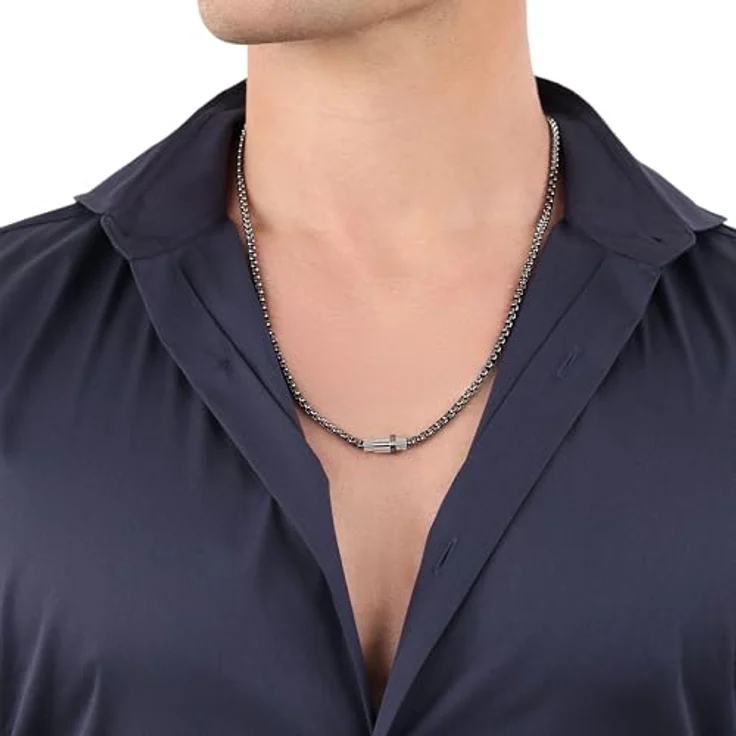 JOOP! Edelstahl Halskette für Herren, 60 cm, Silber mit praktischen Gewindeverschluss, in Schmuck Geschenk Box – Bild 4