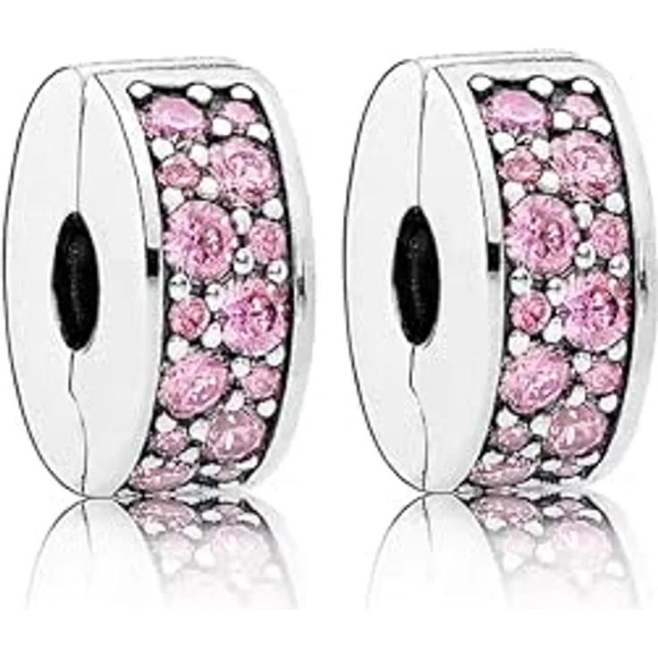 Anduonie Charms Stopper, Gold Charms Anhänger aus Silber 925, rot Charme Anhänger, kompatibel mit europäischen Armbändern, 2 Stück (Rosa) – Bild 1