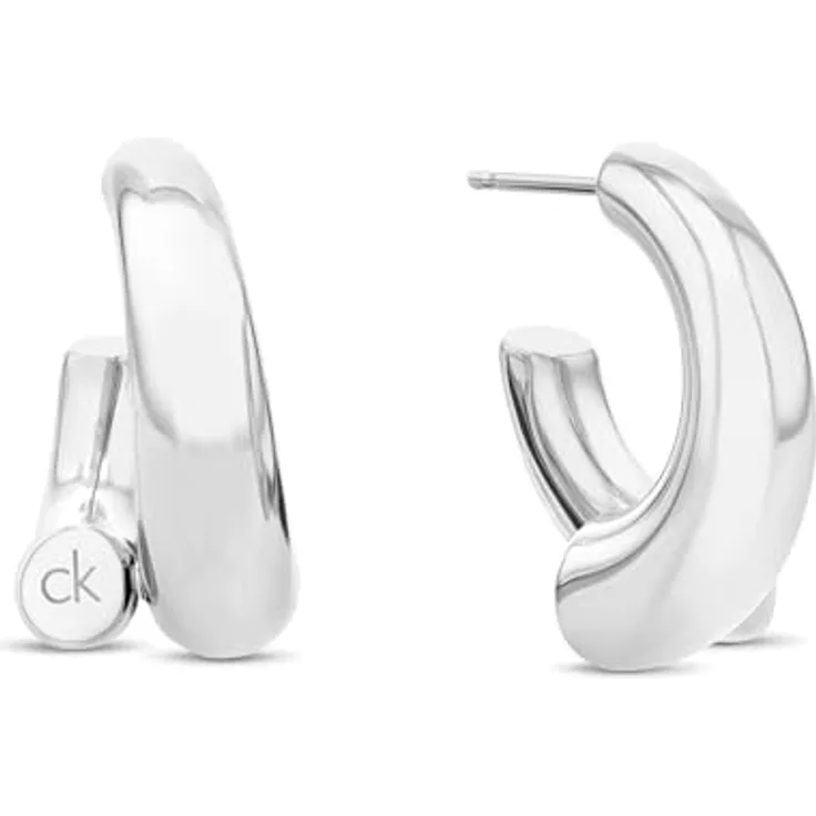Calvin Klein CK SPIRAL Damen Ohrringe aus Edelstahl, moderne Eleganz mit poliertem Finish, 2 cm hoch, Schmetterlingsverschluss