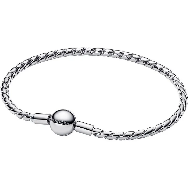 Pandora Moments Charm-Armband, Damenarmband aus 925 Sterlingsilber mit Kugelverschluss, 3 mm Kordelkette