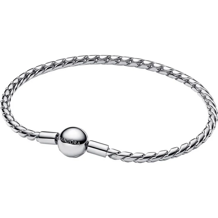 Pandora Moments Charm-Armband, Damenarmband aus 925 Sterlingsilber mit Kugelverschluss, 3 mm Kordelkette