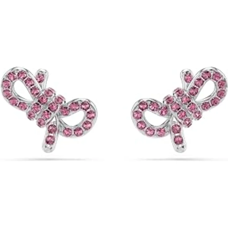 Swarovski Paar Ohrstecker mit pinkfarbenem Kristallpavé und rhodiniertem Finish