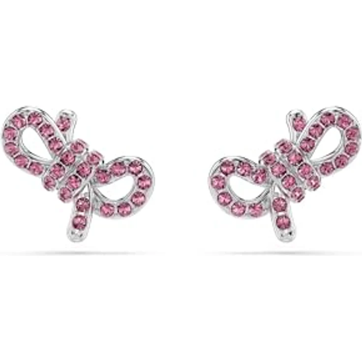 Swarovski Paar Ohrstecker mit pinkfarbenem Kristallpavé und rhodiniertem Finish – Bild 1