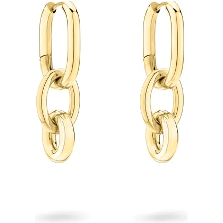 Liebeskind Berlin Creole LJ-1509-E-28, Damen-Ohrringe aus Edelstahl, IP Gold poliert, 3 cm mit Schanierverschluss – Bild 2