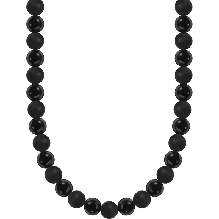 THOMAS SABO Talisman-Kette, Beadkette aus mattem und poliertem Onyx mit symbolischer Bedeutung