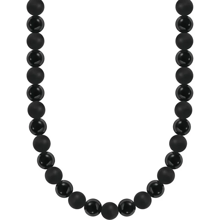 THOMAS SABO Talisman-Kette, Beadkette aus mattem und poliertem Onyx mit symbolischer Bedeutung