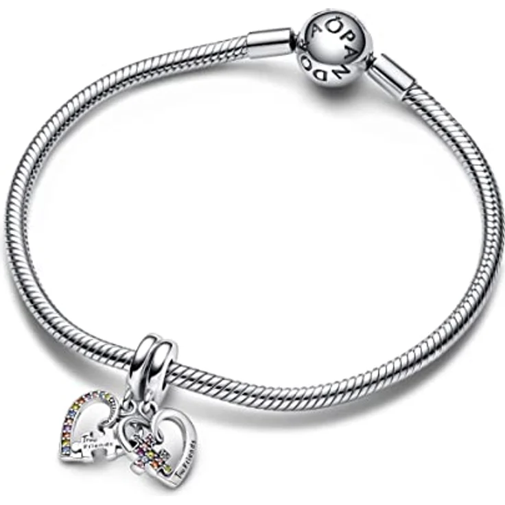 PANDORA Puzzleteil Herzen Freundschafts-Charm-Anhänger aus Sterling Silber mit Zirkonia, teilbar, "My Missing Piece", kompatibel mit PANDORA Moments Armbändern – Bild 4