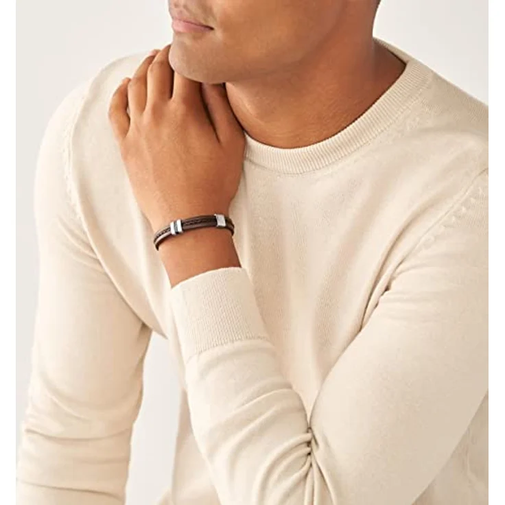 Fossil Herrenarmband aus Leder, braun, mit Faltverschluss, matte Oberfläche, 213 mm Länge – Bild 5