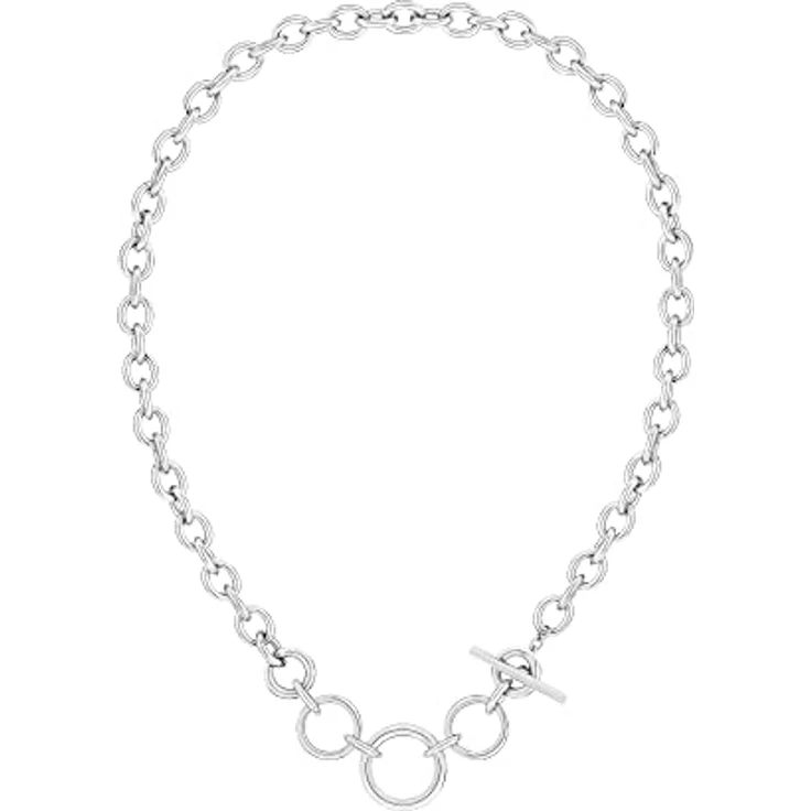 Tamaris Halskette TJ-0205-N-45, Silberne Chunky Chain aus Edelstahl, 45 cm mit T-Bar Verschluss – Bild 4