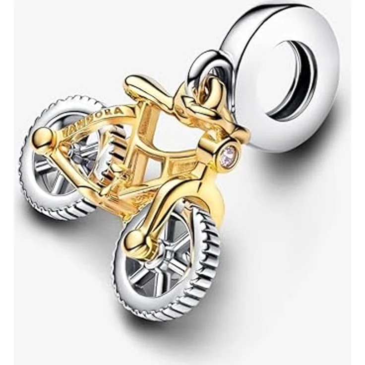 Pandora Charm-Einhänger 763354C01, Fahrrad-Charm aus Sterling Silber und 14k vergoldet mit Zirkoniasteinen – Bild 6