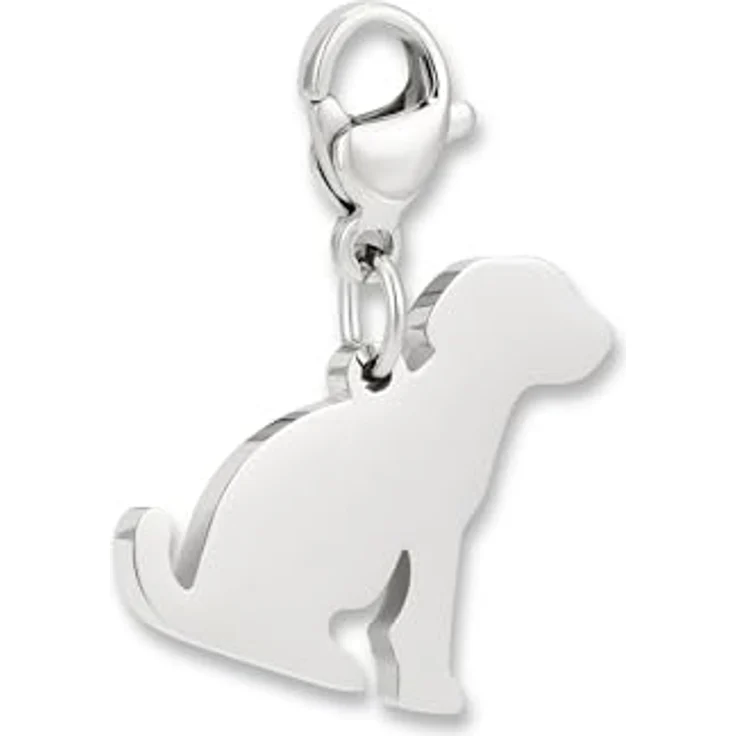 GD GOOD.designs Charms Anhänger Hund mit Karabiner-Verschluss, Silberner Kettenanhänger aus 316L Edelstahl, Wasserfest & Hypoallergen, Ideal für Bettelarmbänder – Bild 1