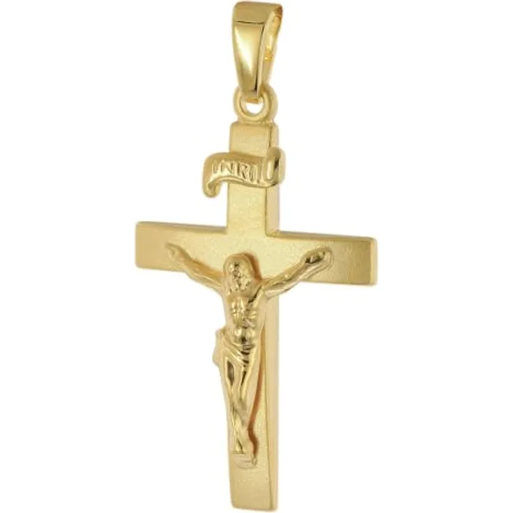 trendor Kettenanhänger Kreuz, 925 Silber vergoldet, seidenmatt, 24 mm, Made in Germany
