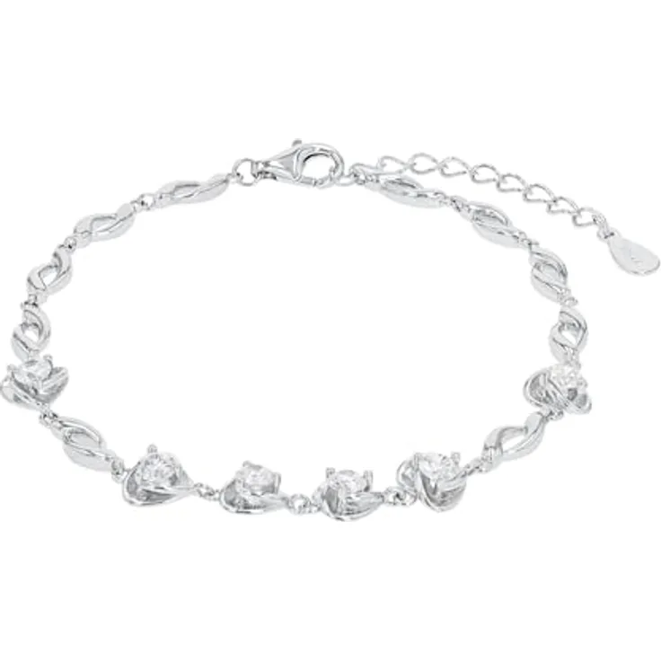 Amor Armband 925 Sterling Silber Damen Armschmuck mit Zirkonia, 17+3 cm, Silber, in Schmuck Geschenk Box, 2022412