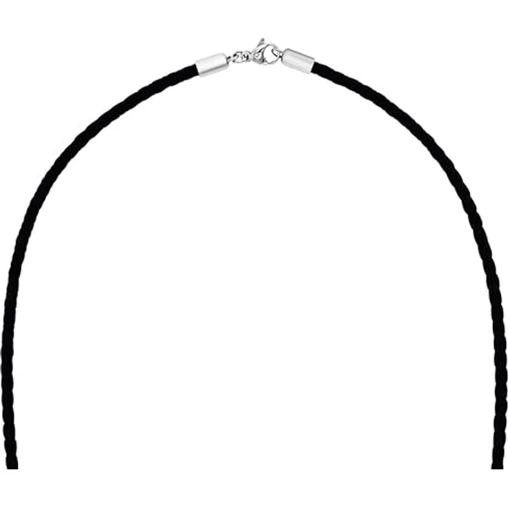 Amor Halskette Unisex Edelstahl Leder, 50 cm, Schwarz mit Karabinerverschluss, in Schmuck Geschenk Box, 2024329 – Bild 3