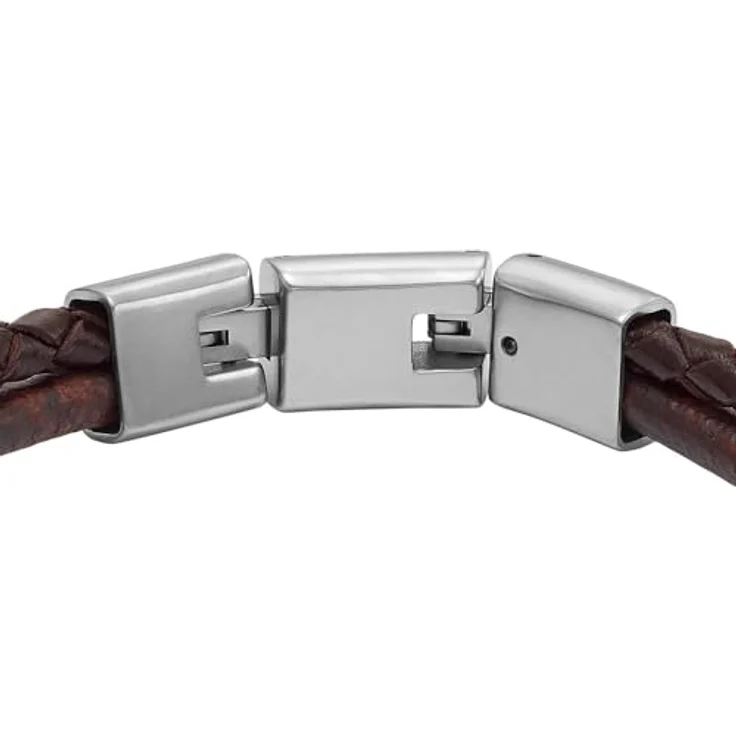 Fossil Herrenarmband, Leder in Braun mit Faltverschluss und Kombi-Ausführung – Bild 3