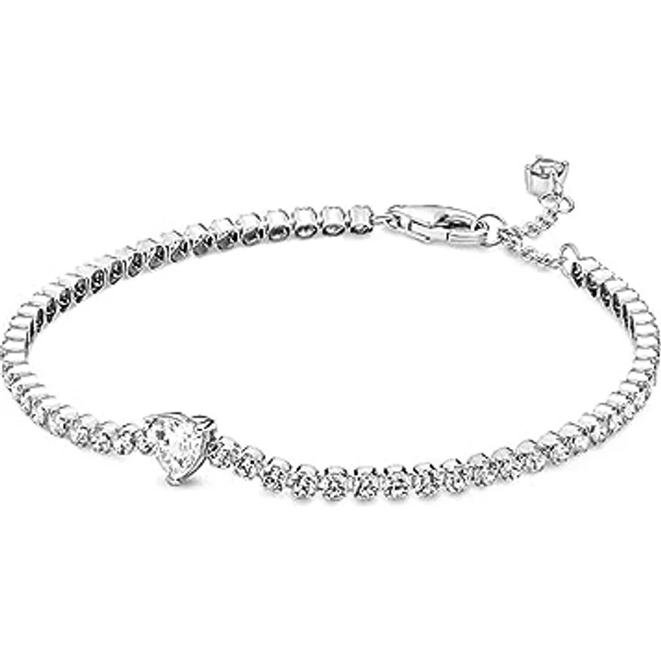 PANDORA Armband Timeless "Funkelndes Herz", silber, mit Cubic Zirkonia, 18 cm, verstellbar