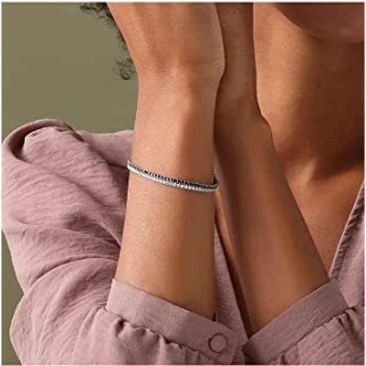 JETTE Damen-Armband 925er Silber, Zirkonia, 2,1 mm Stärke, One Size, elegante Geschenkverpackung – Bild 4