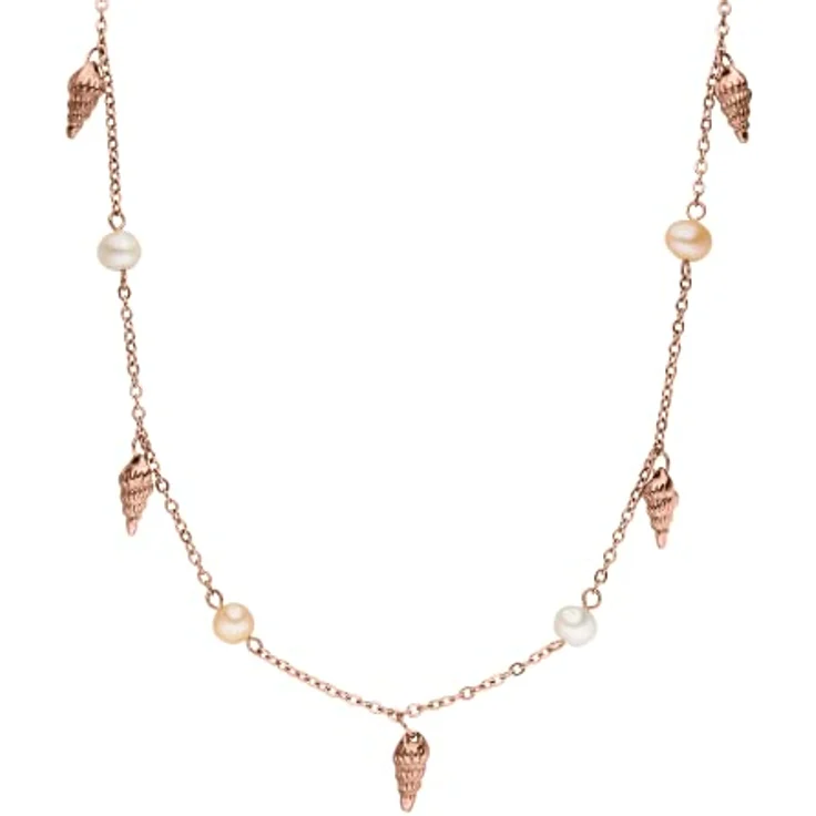 Purelei Akala Kette – Edler Schmuck mit Muschelanhängern & echten Süßwasserperlen, verstellbare Länge, rosegold – Bild 1