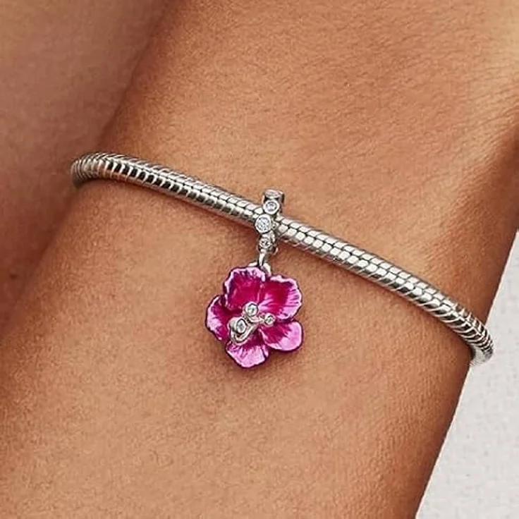 ZURWTCH Charm Anhänger Damen 925 Sterling Silber, rosarot, kompatibel mit Pandora Armband und Halskette, hypoallergen, edles Design – Bild 5