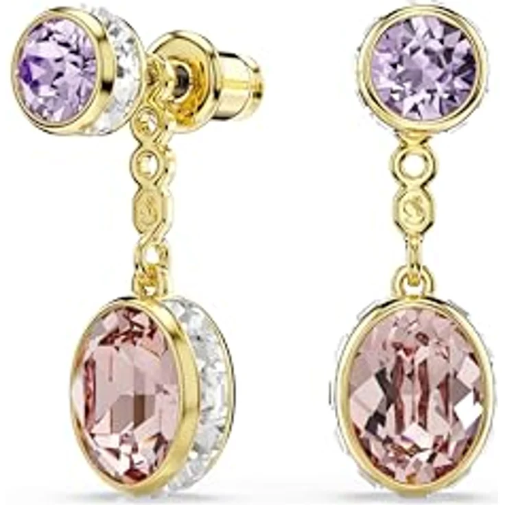 Swarovski Chroma Drop-Ohrhänger, Mehrfarbig mit verschiedenen Schliffen und Goldlegierungsschicht – Bild 1
