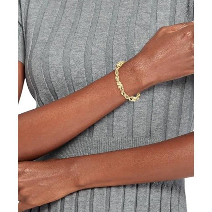 Tommy Hilfiger Jewelry Gliederarmband Damen, Edelstahl mit goldfarbener Ionenplattierung, 16cm + 2cm Verlängerung, maritimes Rope-Design, Karabinerverschluss – Bild 2