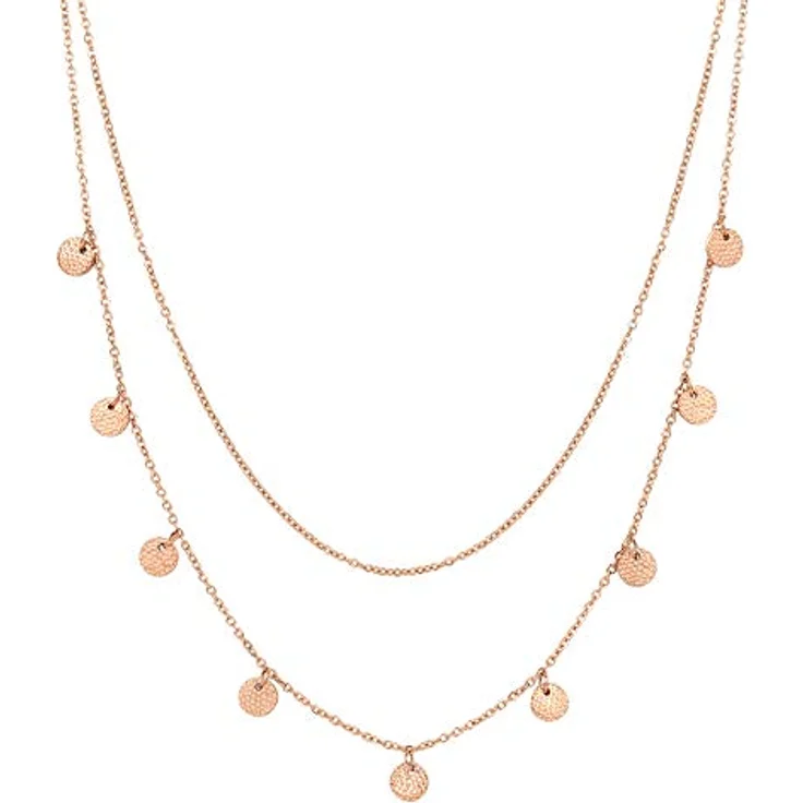 Happiness Boutique Damen Kreis Kette, Mehrreihige Halskette aus Edelstahl in 18K Rosegold, 41-42 cm mit Plättchen Anhängern, 100% anlaufgeschützt und wasserdicht – Bild 1