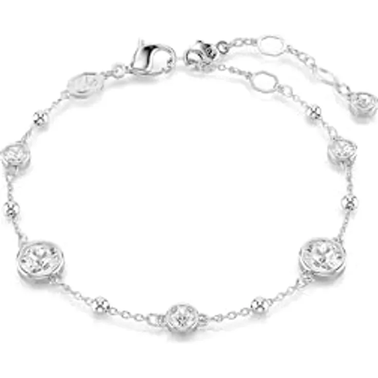 Swarovski Imber Armreif, Rhodiniertes Armband mit Strahlenden Rundkristallen, Weiß