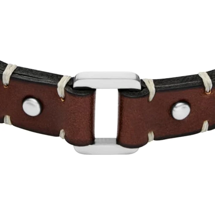 Fossil Machine Herren Armband, Braunes Leder, Mattes Finish mit Dornschließe, 25 cm Länge – Bild 3