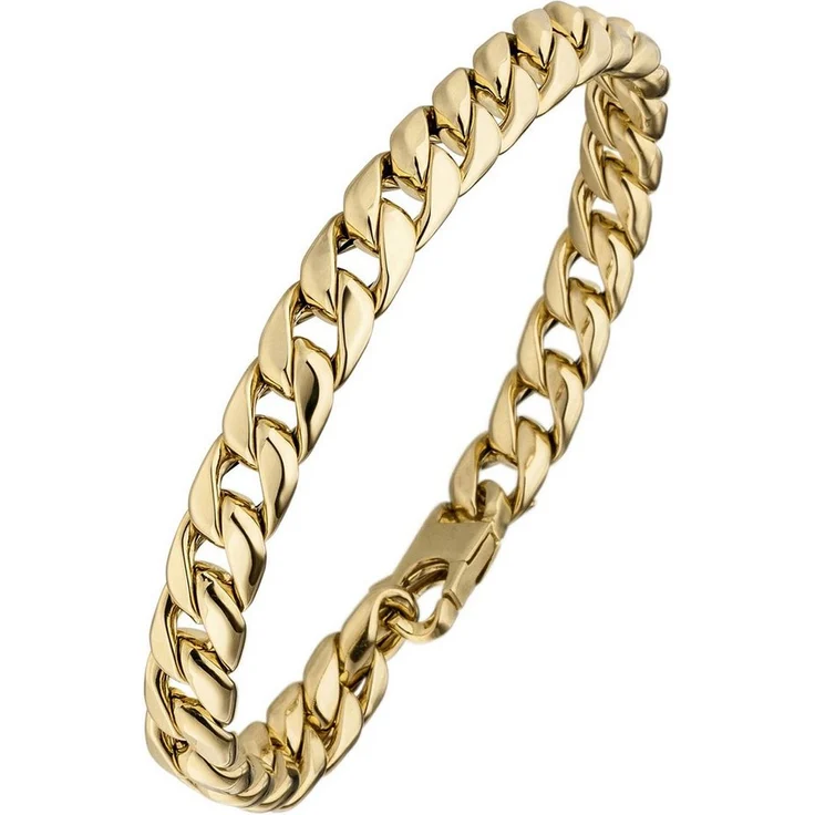 JOBO Panzerarmband 585 Gold, 21 cm, 14 Karat, Karabinerverschluss, 10,1 g