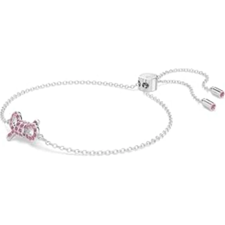Swarovski Lifelong Bow Armband, rosa Schleife mit rhodinierter Kette und Kristallpavé – Bild 2