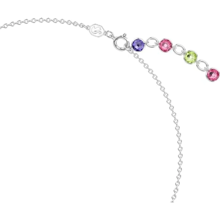 Swarovski Gema Halskette, Rhodinierte Damenkette mit Mehrfarbigen Swarovski Kristallen und Einzigartigem Schliff – Bild 4