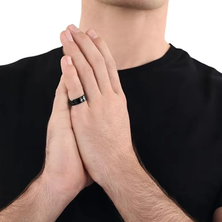 Amor Edelstahl Herren Ring Schwarz, Matter Ring mit 7 mm Breite, in Schmuck Geschenk Box – Bild 3