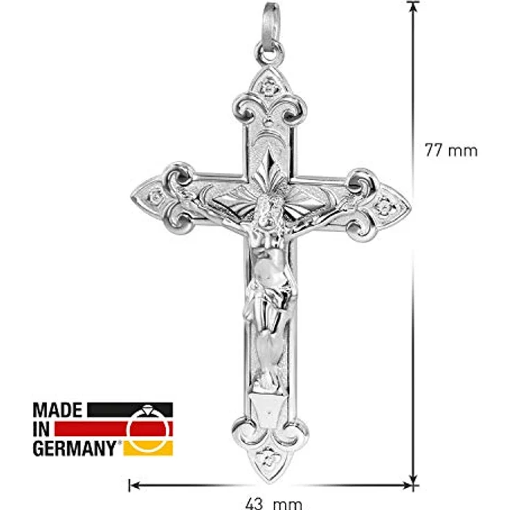 Trendor Kreuz Anhänger für Männer - 925 Silber, 65 mm, anlaufgeschützt rhodiniert, in Geschenk-Box, zeitlose Eleganz – Bild 4