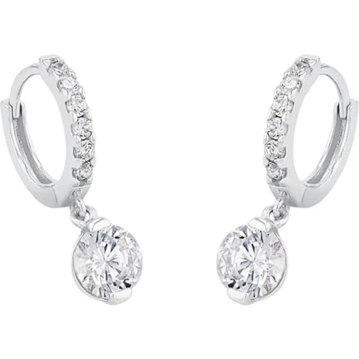 Amor Creolen 925 Sterling Silber Damen Ohrschmuck mit 2 Zirkonia, 2,1 cm, Silber, in Schmuck Geschenk Box, Modell 2023071 – Bild 3