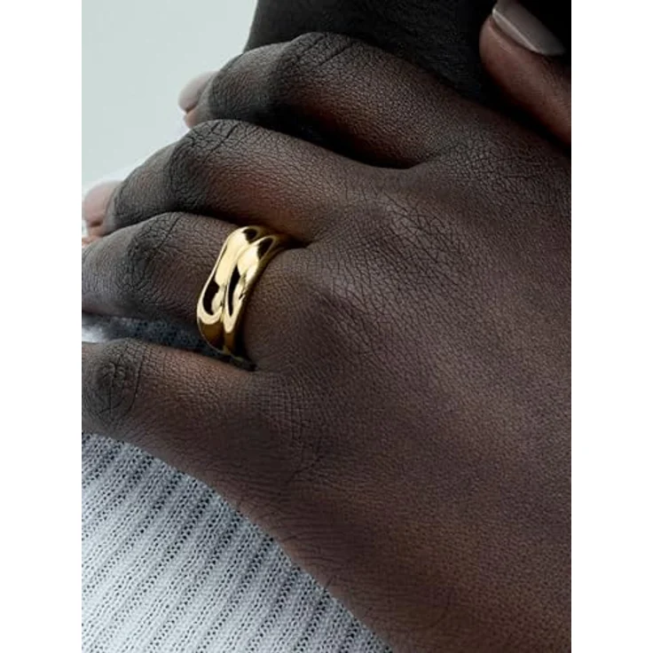PANDORA Essence Organisch Geformte Stacking-Ringe, Sterling Silber mit vergoldeter Metalllegierung, Größe 54, Set aus 2 Ringen – Bild 4