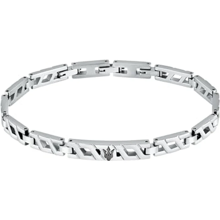 Maserati Stahlarmband, Iconic Collection – JM124AVD34, 18,5+3cm mit schwarzem Dreizack-Emblem, elegante und robuste Verarbeitung – Bild 1