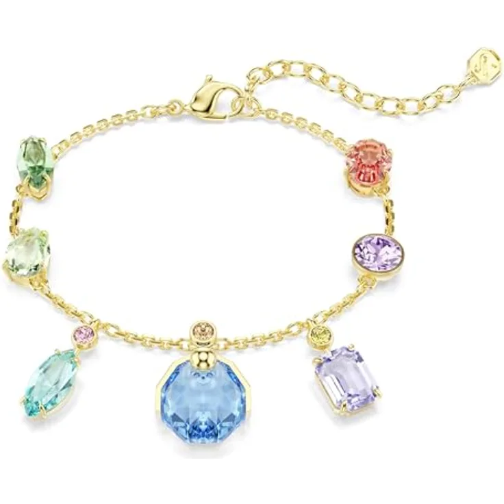 Swarovski Gema Armband, Verschiedene Schliffe, Schwingende Kristalle, Mehrfarbig, Goldlegierungsschicht