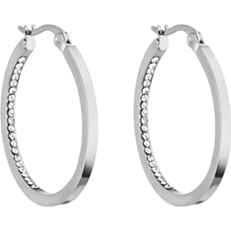 Purelei Inner Shine Creolen Ohrringe, Edelstahl 18K vergoldet, Zirkonia-Steine, 30 mm Ø, 2 mm Breite, Damen Ohrringe (Silver) – Bild 1